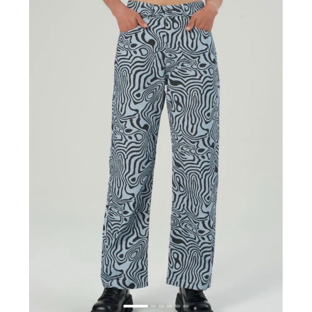 Ragged Priest Marble Swirl Jeans 24 Blue Black Psychedelic Straight Leg Pants